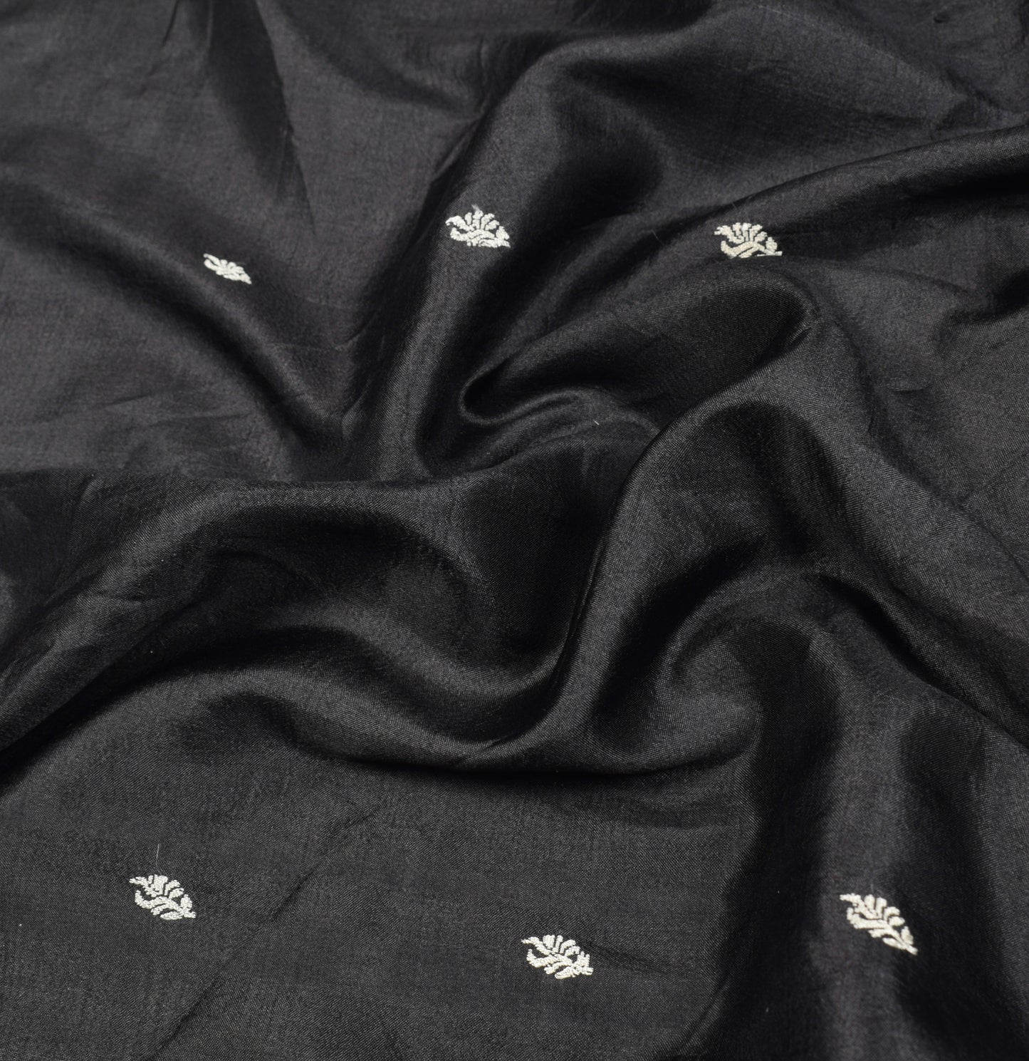 Sushila Vintage Black Woven Saree Pure Silk 6YD Soft Sari Craft Fabric