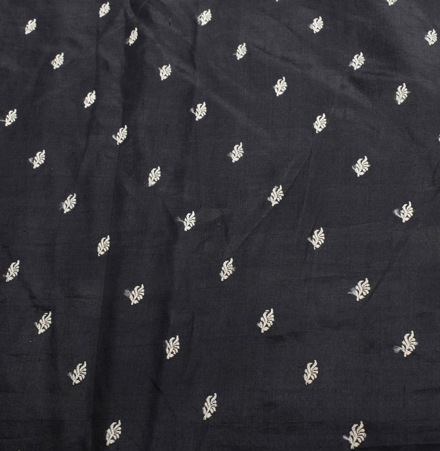 Sushila Vintage Black Woven Saree Pure Silk 6YD Soft Sari Craft Fabric