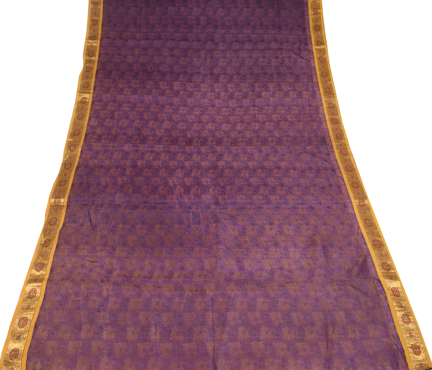 Sushila Vintage Pure South Silk Saree Purple Woven Brocade HEAVY Sari Craft Fabric