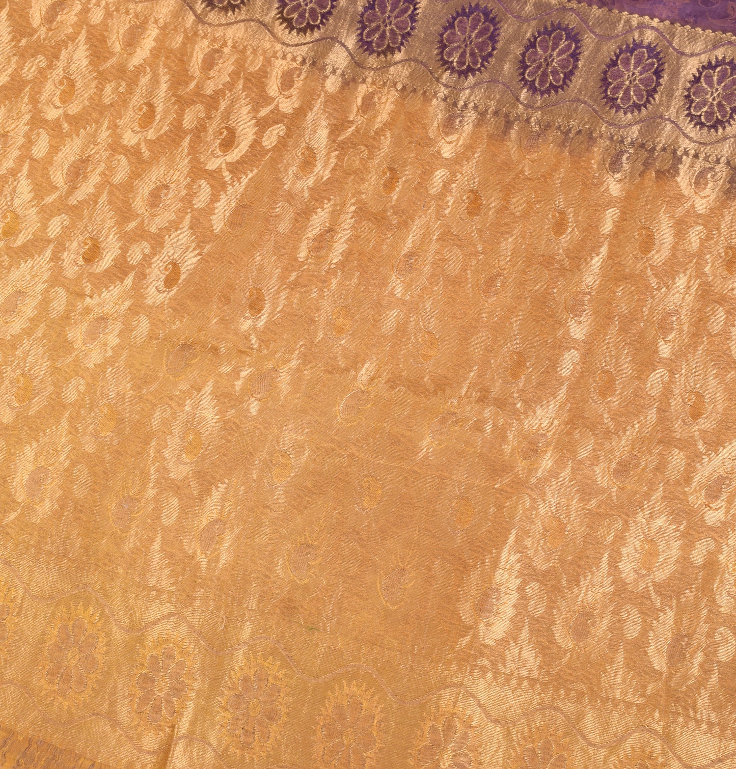Sushila Vintage Pure South Silk Saree Purple Woven Brocade HEAVY Sari Craft Fabric