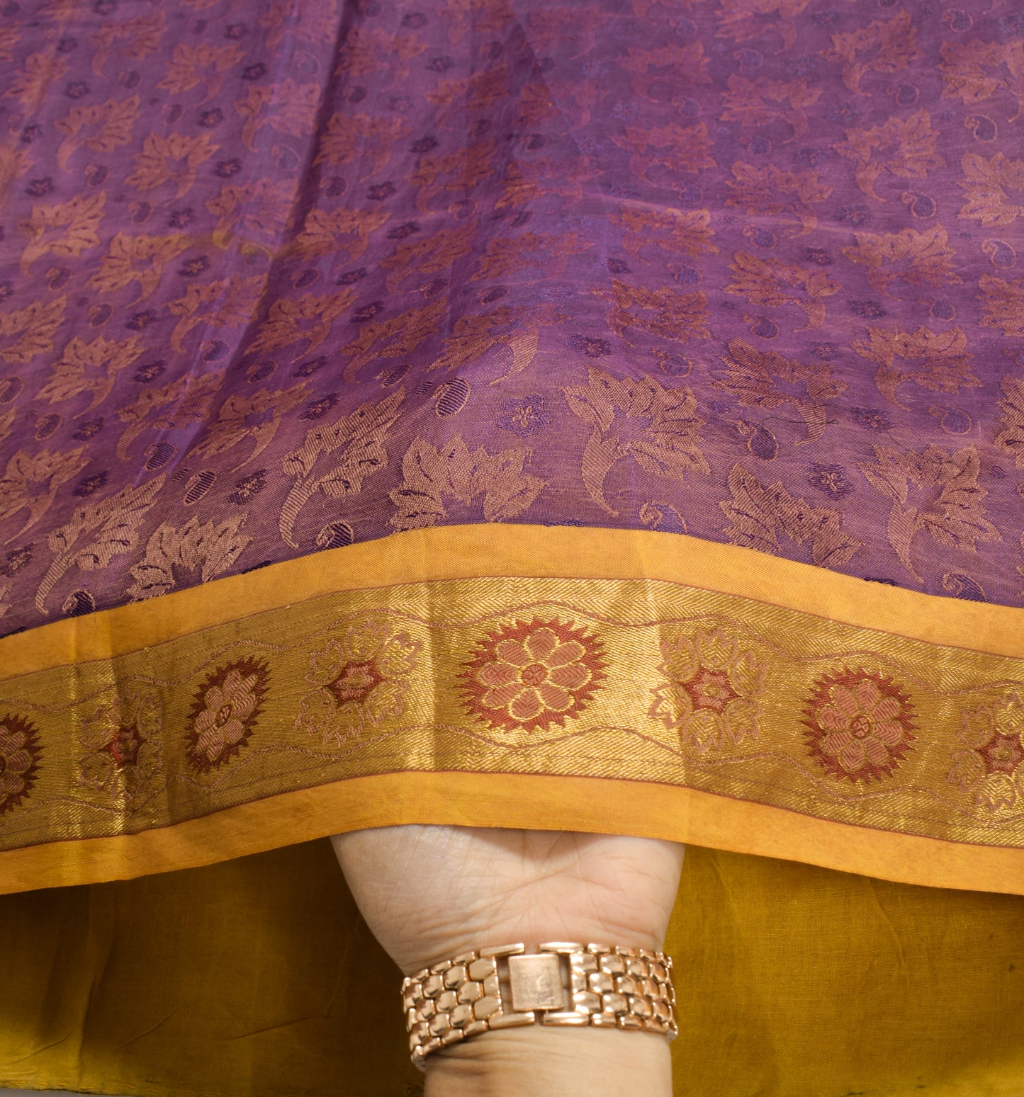 Sushila Vintage Pure South Silk Saree Purple Woven Brocade HEAVY Sari Craft Fabric