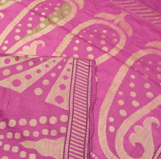 Sushila Vintage Mulberry Saree Pure Tussar Silk Paisley Woven Soft Sari Fabric