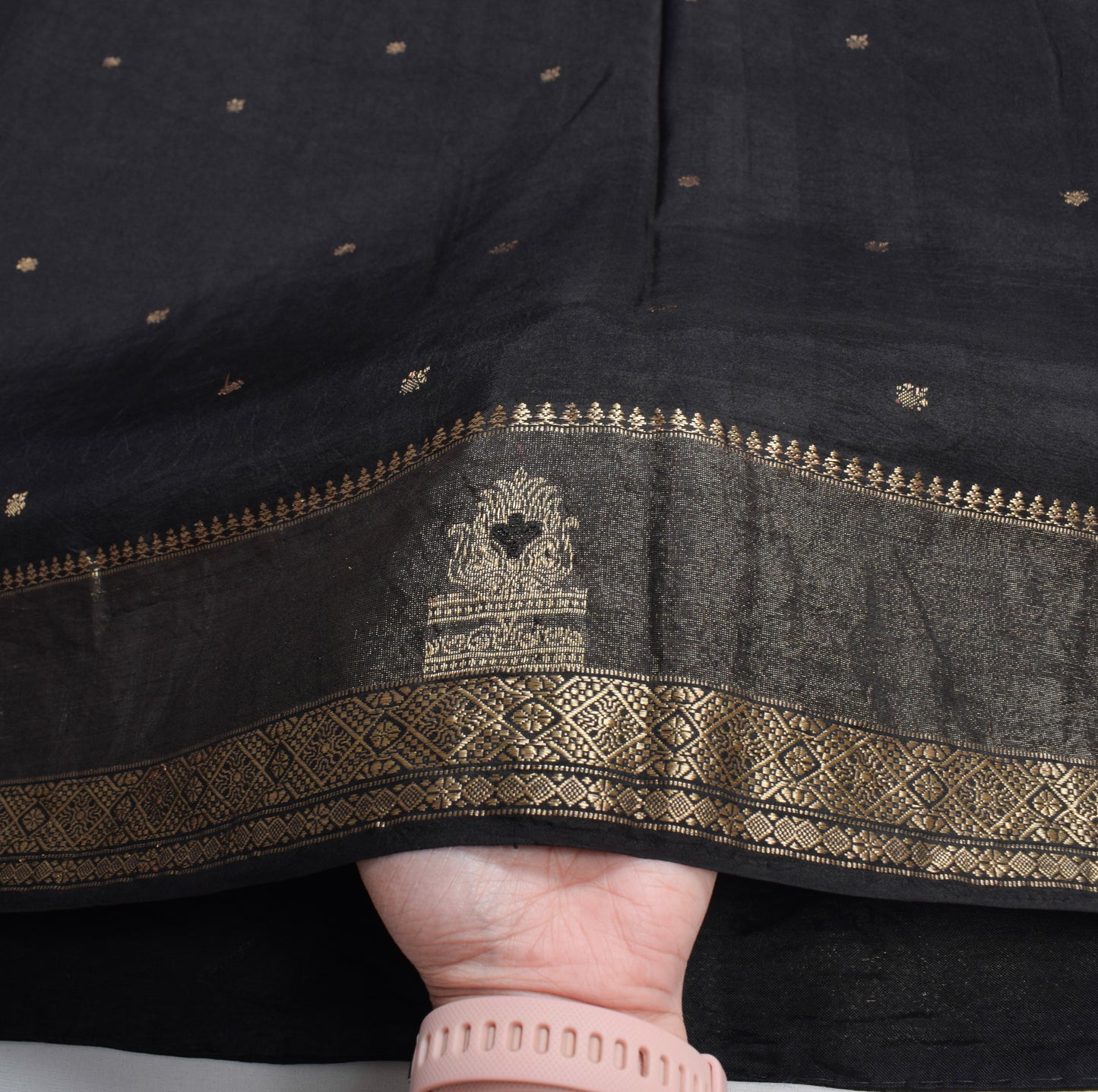 Sushila Vintage Black Zari Brocade Saree Pure Silk HEAVY 5YD Sari Craft Fabric