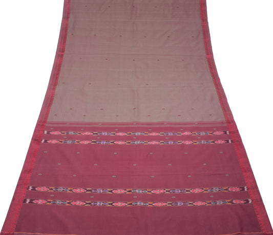 Sushila Vintage Green Dual Toned Saree Hand Woven Ikat Pure Cotton Silk Sari