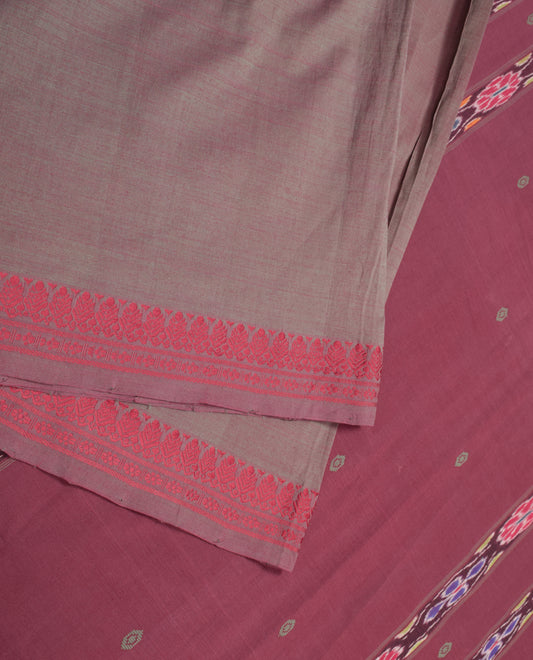 Sushila Vintage Green Dual Toned Saree Hand Woven Ikat Pure Cotton Silk Sari