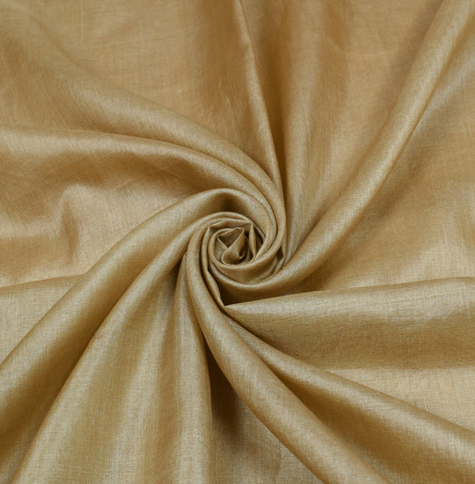Sushila Vintage Khaki Saree Pure Tussar Silk Resham Woven 6YD Sari Blouse Fabric