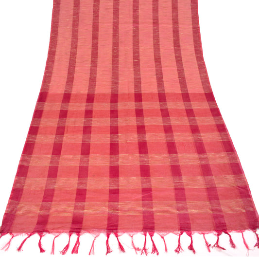 Sushila Vintage Pink Handloom Saree Art Silk Woven 6YD Sari Craft Fabric
