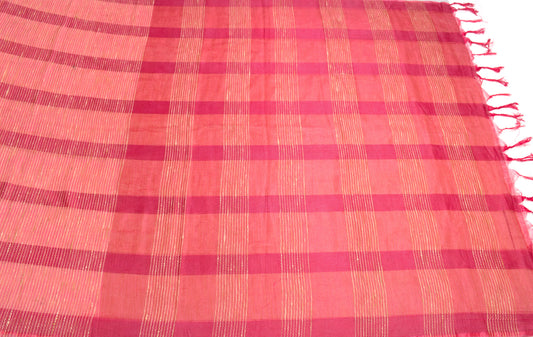 Sushila Vintage Pink Handloom Saree Art Silk Woven 6YD Sari Craft Fabric