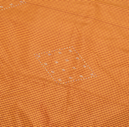 Sushila Vintage Mustard Pure Silk Saree Hand Woven & Embroidered Sari Fabric