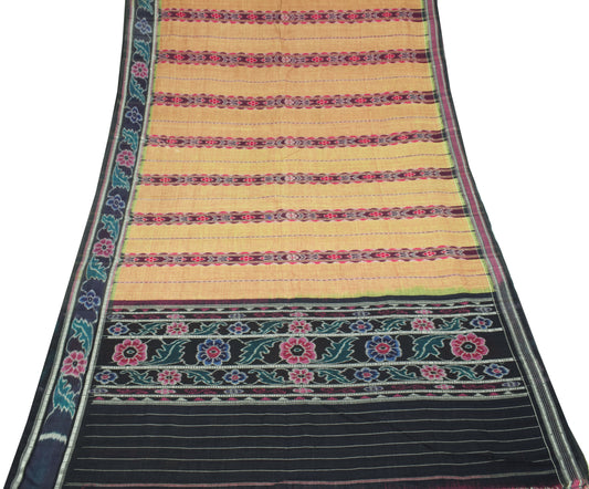 Sushila Vintage Green Dual Toned Saree Pure Cotton Sambalpuri Ikat Sari Fabric