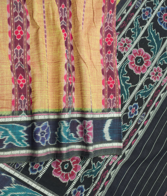 Sushila Vintage Green Dual Toned Saree Pure Cotton Sambalpuri Ikat Sari Fabric