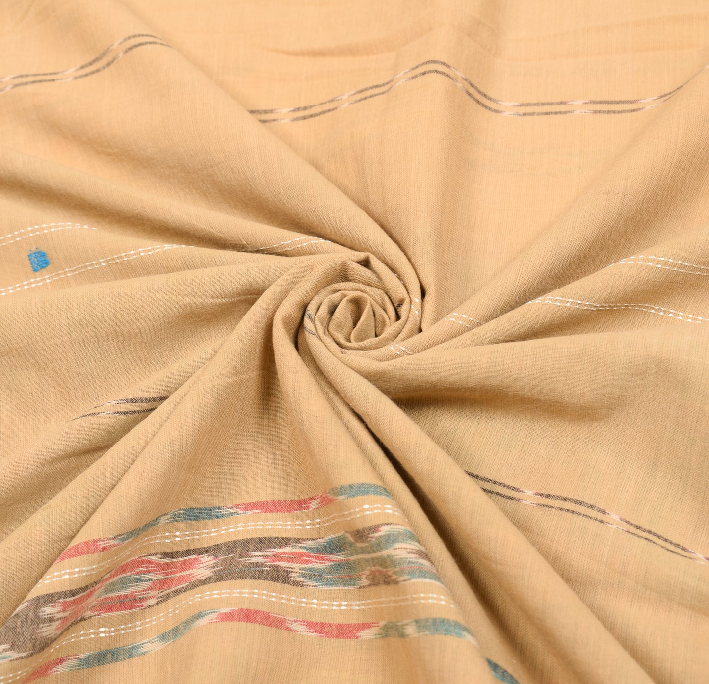 Sushila Vintage Odisha Sambhalpuri Saree Pue Cotton Brown Ikat Sari Fabric