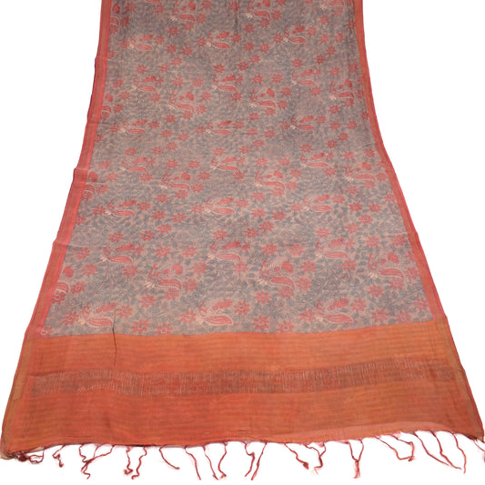 Sushila Vintage Rose Mauve Saree Pure Cotton Silk Handmade Kalamkari Sari Fabric