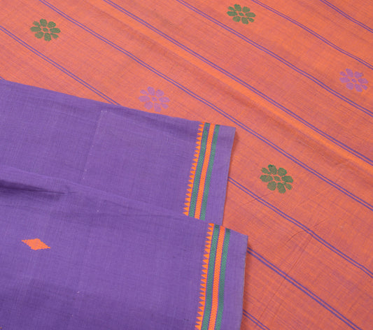 Sushila Vintage Bengal Tant  Saree Pure Cotton Purple Woven Sari Craft Fabric