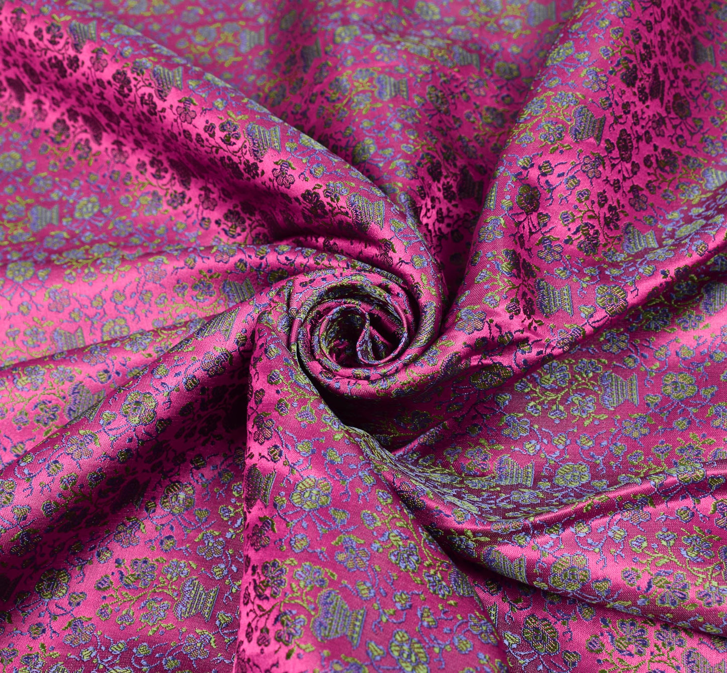 Sushila Vintage Banarasi Brocade Magenta Saree Pure Satin Silk HEAVY Sari Fabric