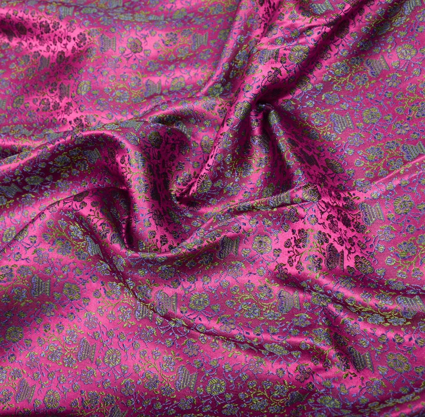 Sushila Vintage Banarasi Brocade Magenta Saree Pure Satin Silk HEAVY Sari Fabric