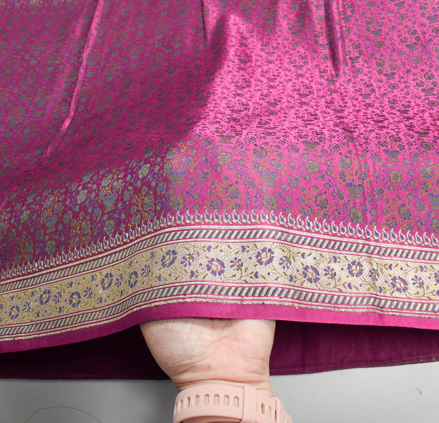 Sushila Vintage Banarasi Brocade Magenta Saree Pure Satin Silk HEAVY Sari Fabric