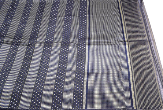 Sushila Vintage Blue Banarasi Saree Pure Silk Zari Woven Sari Craft Fabric