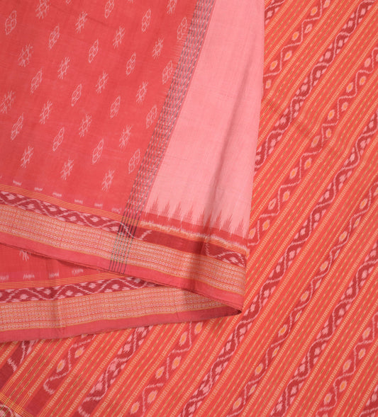 Sushila Vintage  Sambalpuri Handloom Saree Pure Cotton Pink Ikat Sari Fabric