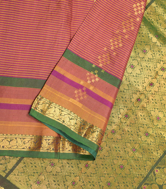Sushila Vintage Magenta Saree Pure Kanjivaram Silk Gold Zari Brocade Sari Craft Fabric
