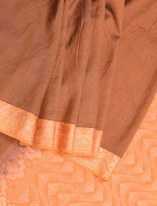 Sushila Vintage Rust Pure Silk Saree Floral Woven Soft 5YD Sari Craft Fabric