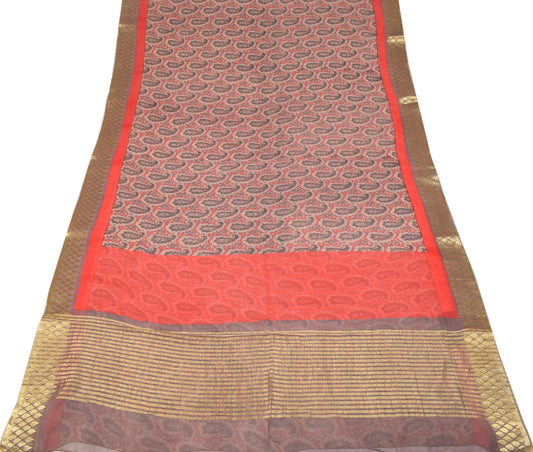 Sushila Vintage Mauve Branded Saree Pure Georgette Zari Brocade Sari Craft Fabric