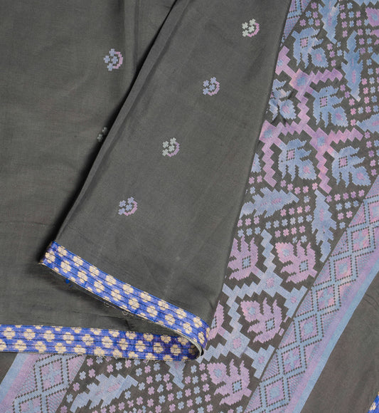 Sushila Vintage Black Saree Pure Silk Hand Woven Soft Sari 5YD Craft Fabric