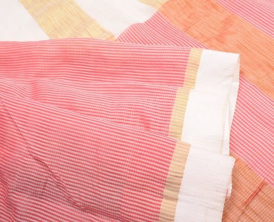 Sushila Vintage White Red Saree Art Silk Sambalpuri Handloom Sari Craft Fabric