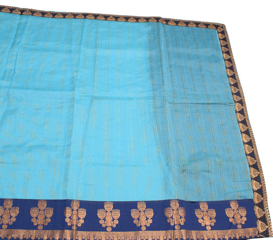 Sushila Vintage Sky Blue Saree Zari Woven Art Silk 6YD Sari Blouse Fabric