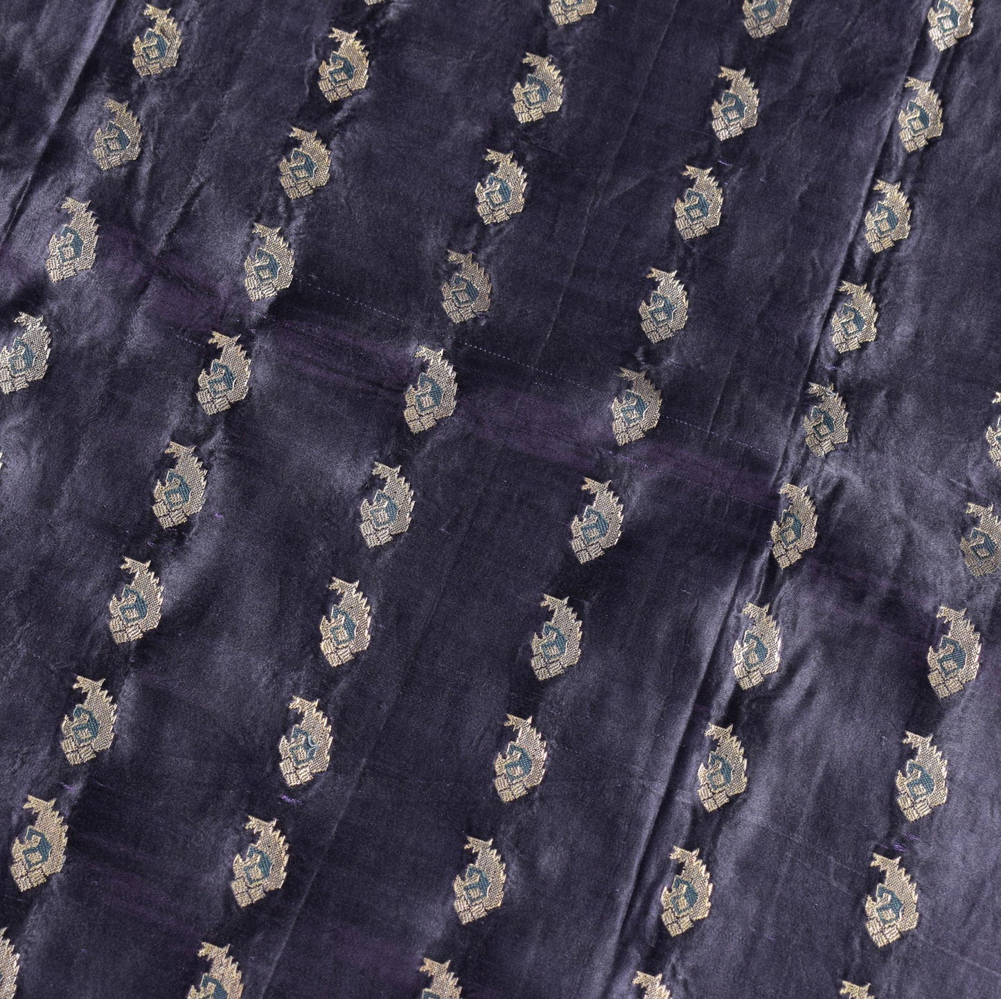 Sushila Vintage Black Banarasi Saree Pure Satin Silk Brocade HEABY Sari Fabric