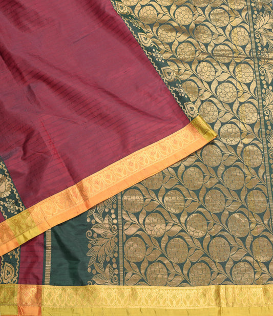 Sushila Vintage HEAVY Maroon Saree Art Silk Zari Brocade Sari Craft Fabric