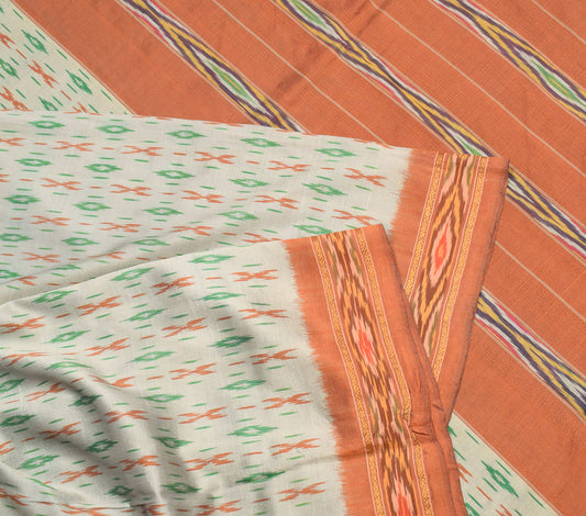 Sushila Vintage Gray Brown Saree Hand Woven Ikat Pure Silk Sari Craft Fabric