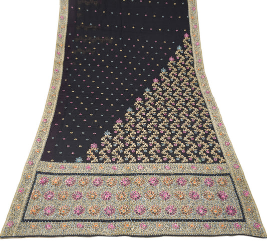 Sushila Vintage Pure Banarasi Georgette Saree Gold Zari Meenkari HEAVY Sari