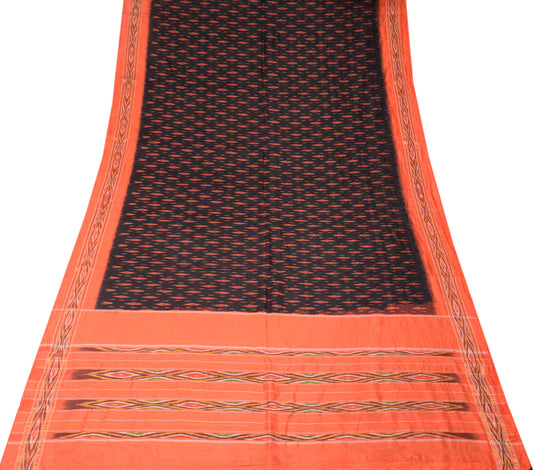 Sushila Vintage Black Saree Handloom Pure Silk Sambalpuri Ikat Sari Soft Fabric