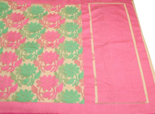 Sushila Vintage Golden Pure Silk Saree Dhakhi Jamdani Handwoven Sari Craft Fabric