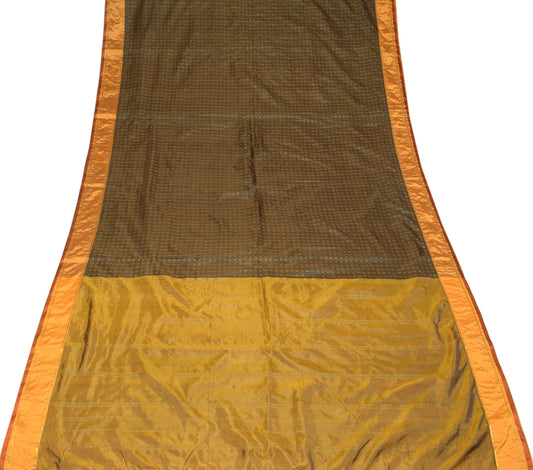 Sushila Vintage Green Dual Toned Saree Art Silk Handloom Soft Sari Craft Fabric
