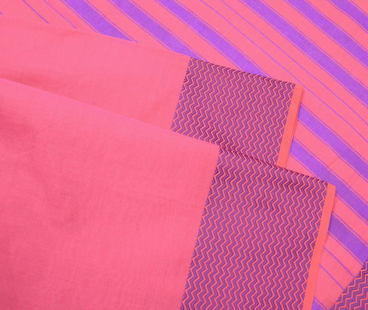 Sushila Vintage Pink Saree Woven Pure South Cotton Silk Sari 6YD Craft Fabric