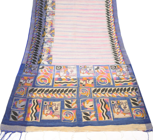 Sushila Vintage Multi-Color Saree Folk-Art Style Hand Printed Sari Craft Fabric