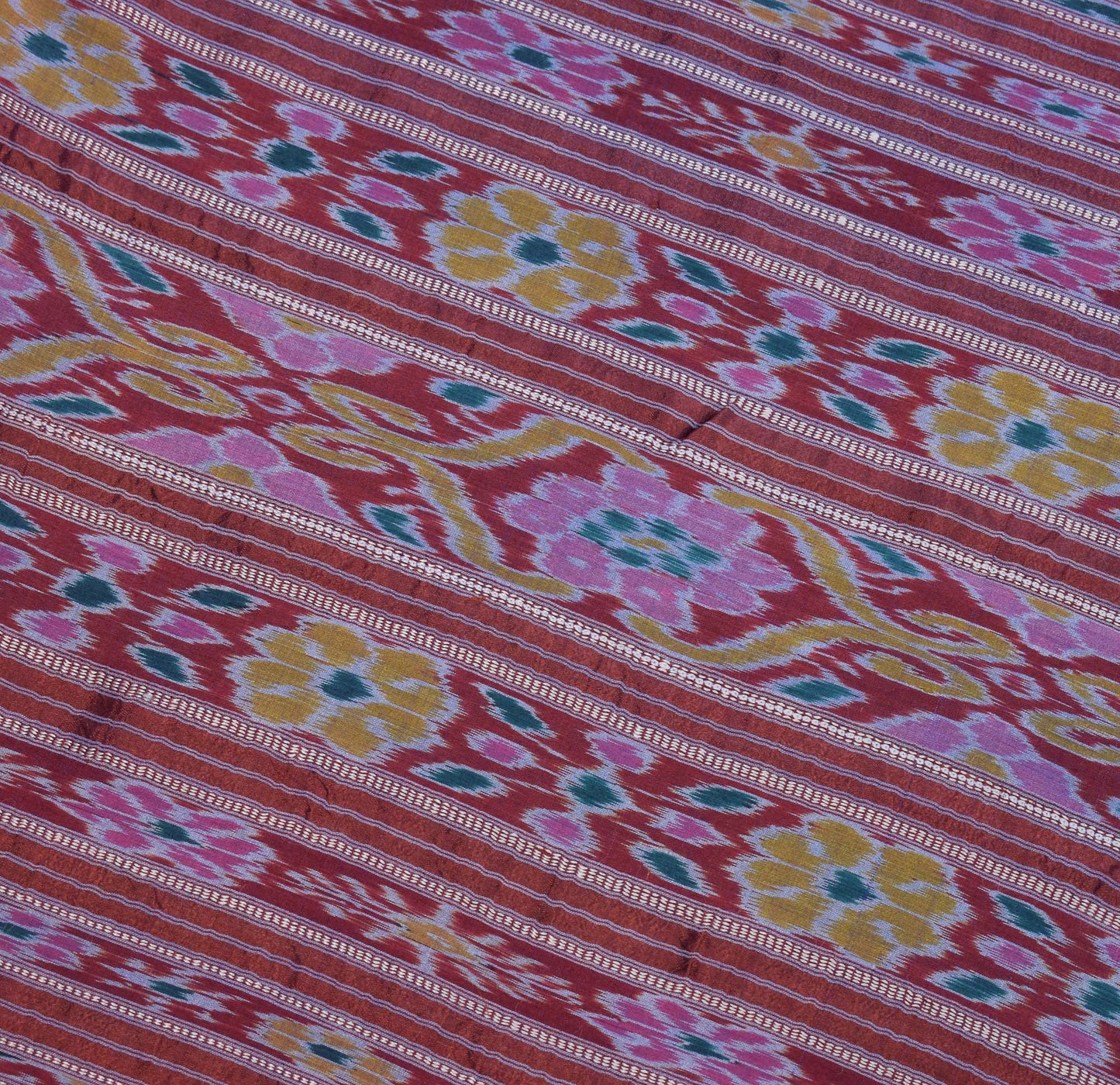 Sushila Vintage Pochampally Ikat Saree handloom Pure Silk Green Sari Craft Fabric