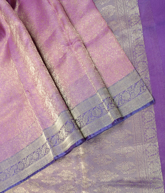 Sushila Vintage Pink Brocade Saree Pure Organza Silk HEAVY Zari Sari Floral Fabric
