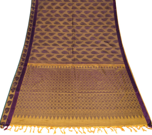 Sushila Vintage Wine Saree Pure Silk All Over Woven Pure Silk Sari Leaves Fabric