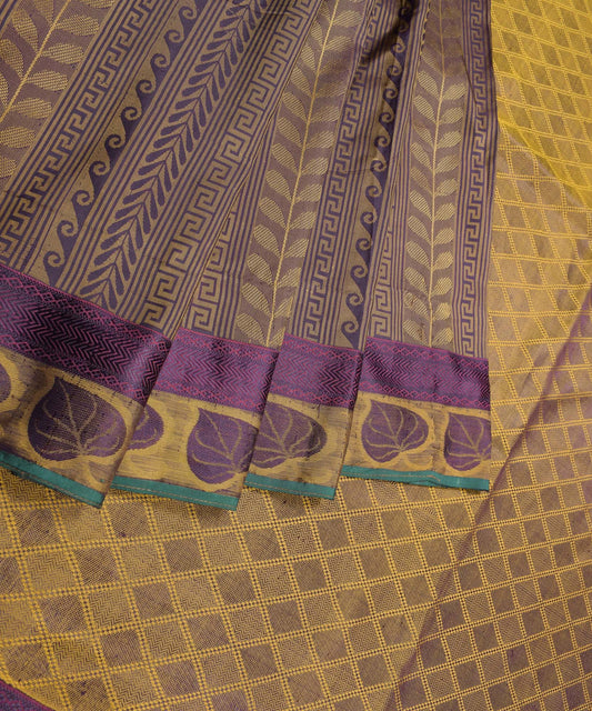 Sushila Vintage Wine Saree Pure Silk All Over Woven Pure Silk Sari Leaves Fabric