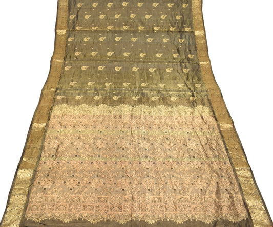Sushila Vintage Black Zari Kanjivaram Saree HEAVY Pure Tissue Silk Woven Sari
