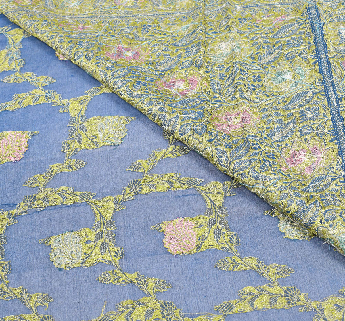 Sushila Vintage Turquoise Saree Pure Banarasi Georgette Brocade HEAVY Sari