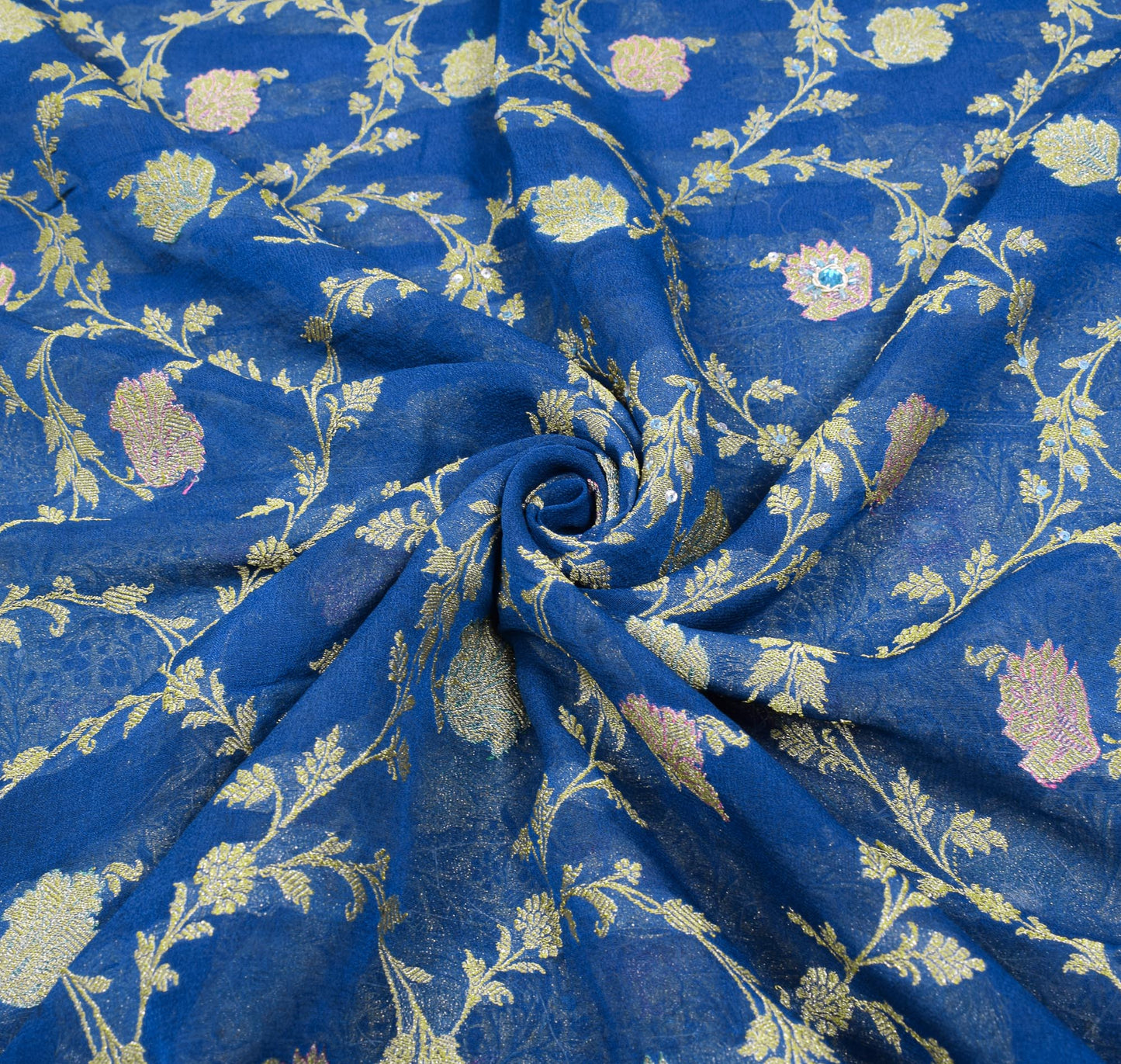 Sushila Vintage Turquoise Saree Pure Banarasi Georgette Brocade HEAVY Sari