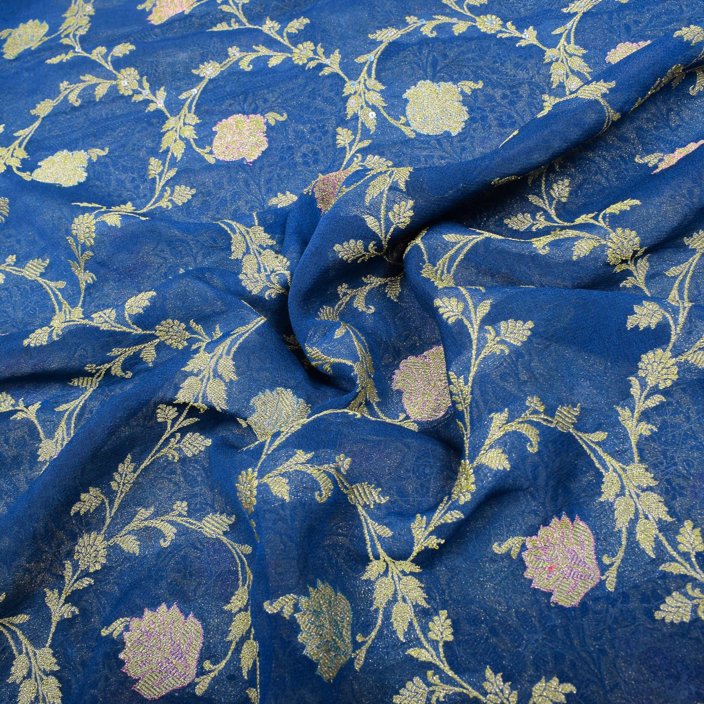 Sushila Vintage Turquoise Saree Pure Banarasi Georgette Brocade HEAVY Sari
