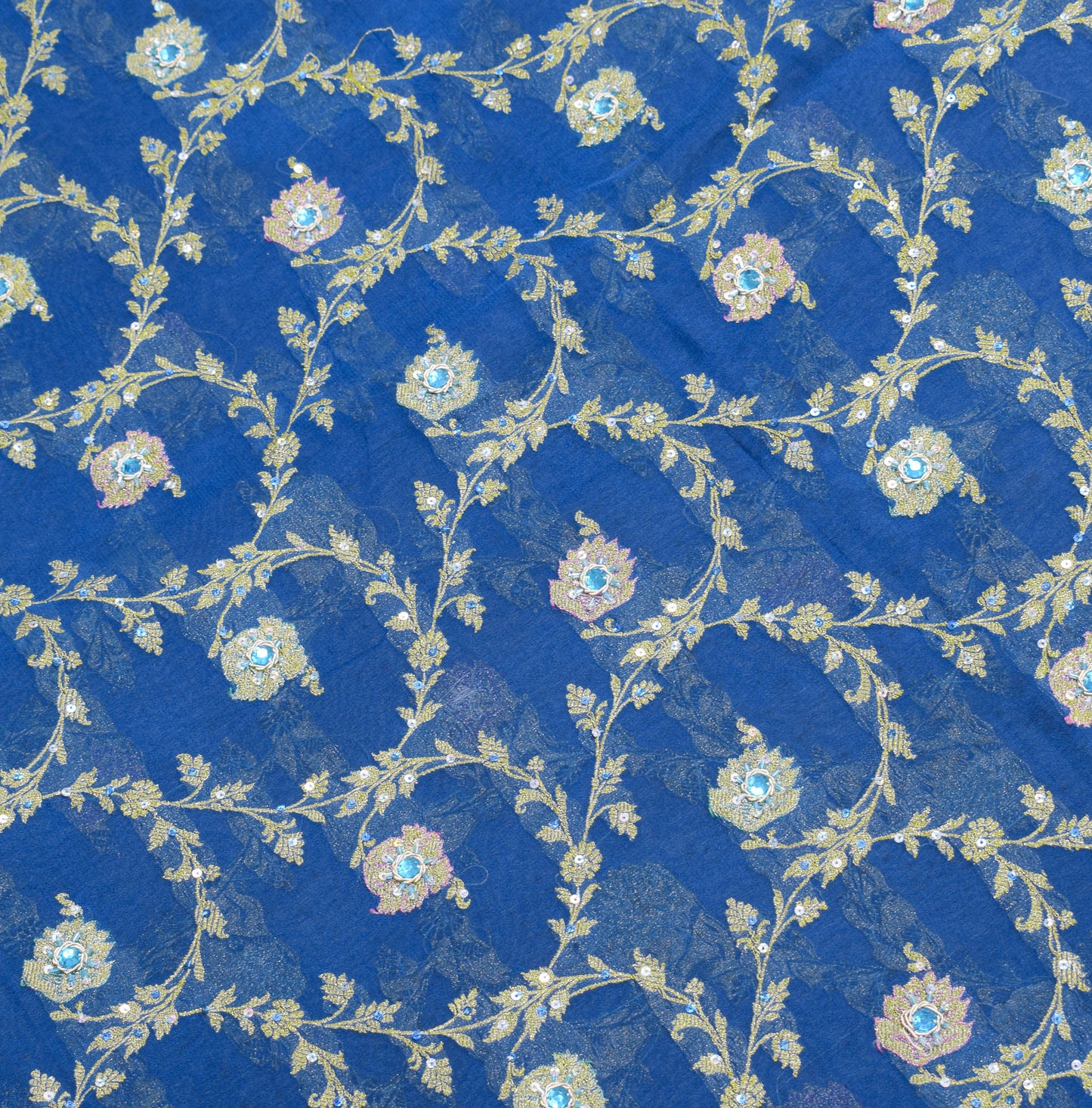 Sushila Vintage Turquoise Saree Pure Banarasi Georgette Brocade HEAVY Sari