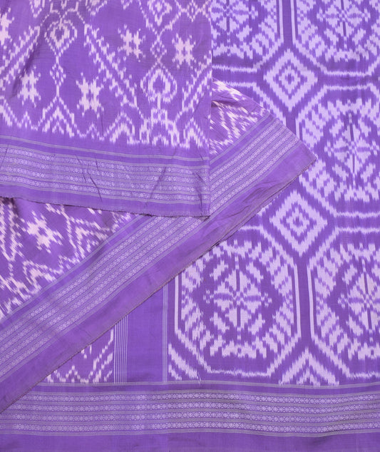 Sushila Vintage Purple Pure Silk Saree Hand Woven Ikat Sari Craft Fabric