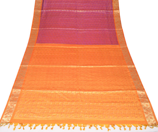 Sushila Vintage Kanjivaram HEAVY Saree Pure Silk Brocade Sari Fabric
