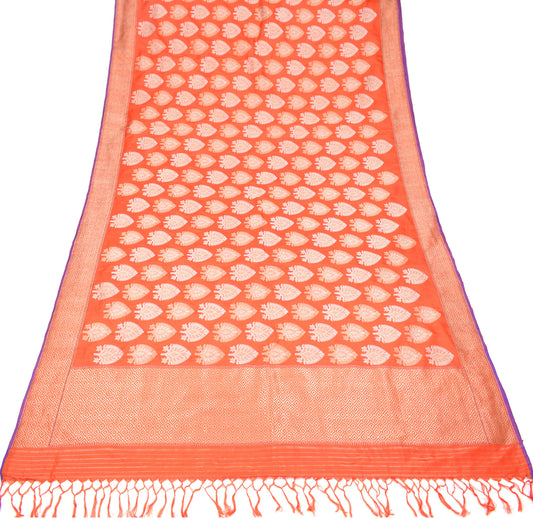 Sushila Vintage Orange Saree Banarasi Pure Silk Brocade HEAVY Sari Fabric